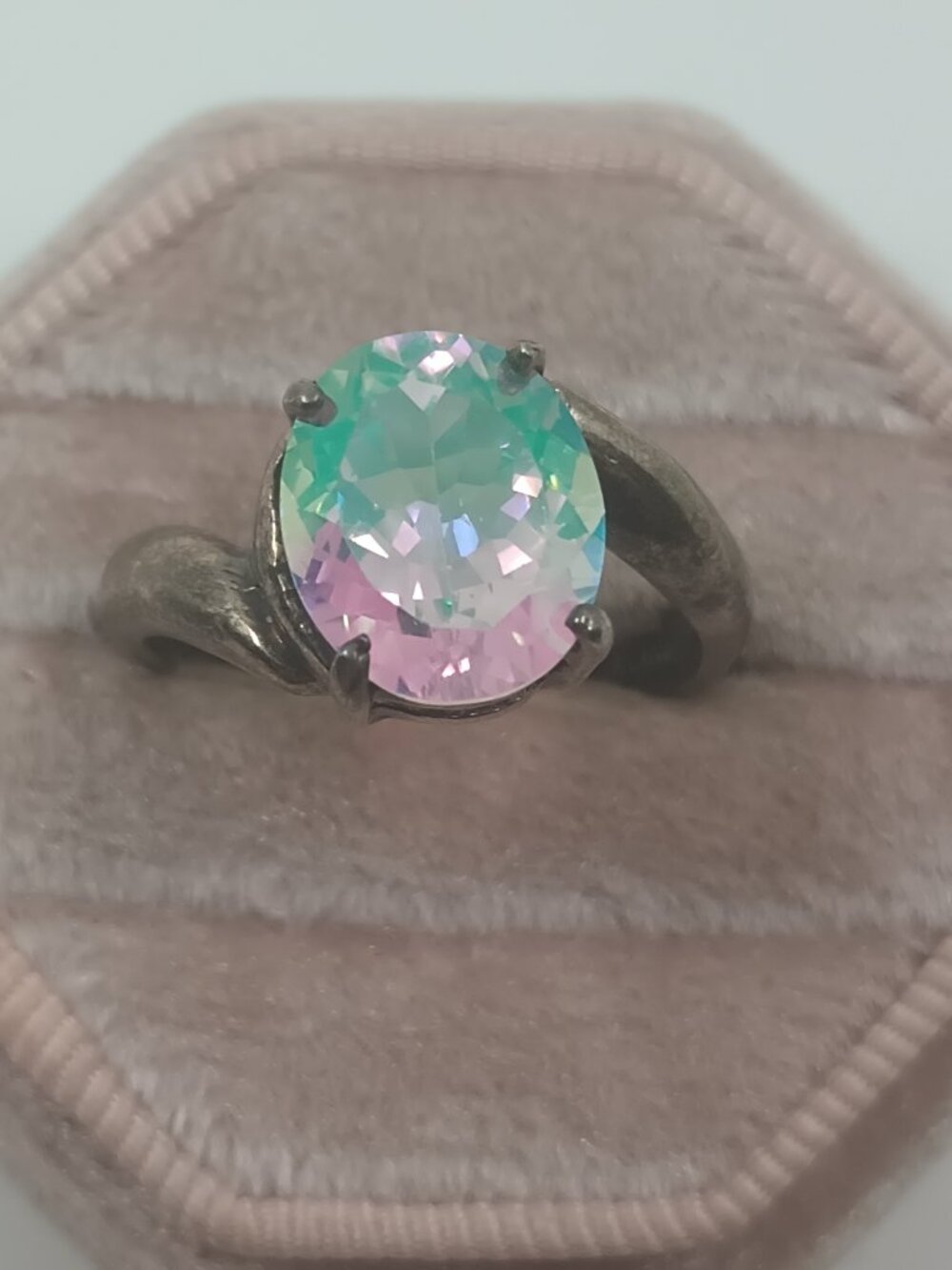 Vintage Badavici 925 Sterling Silver Mystic Topaz Ring Sz 9 3/4